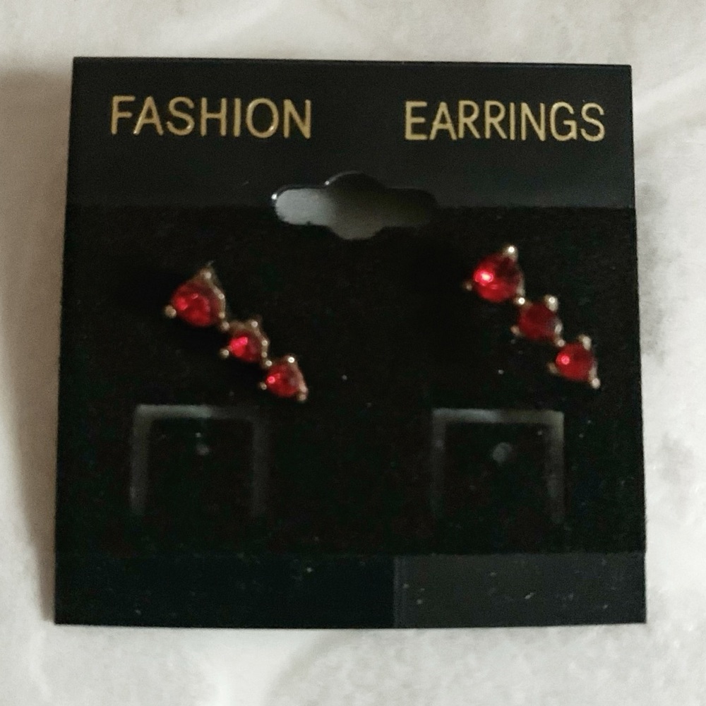 Formal Prom Ruby Red Pave Statement Earrings